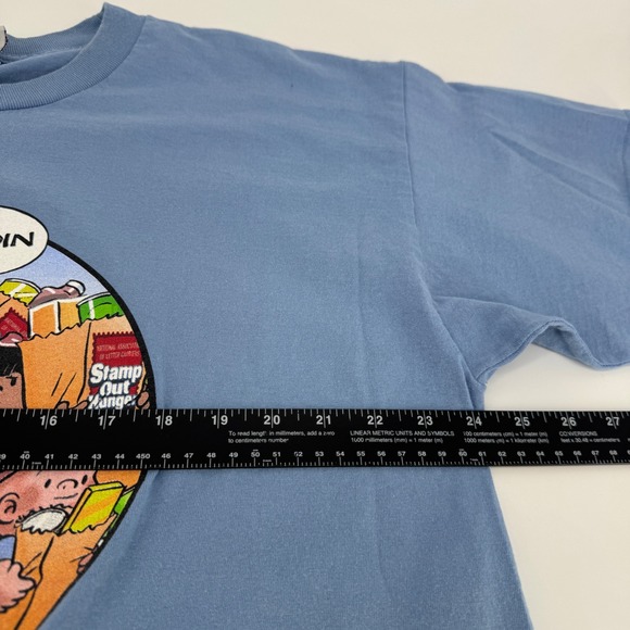 Vintage 90s Letter Carriers Food Drive Comic T Shirt Mens Large Blue Jeff Keane - Picture 7 of 8